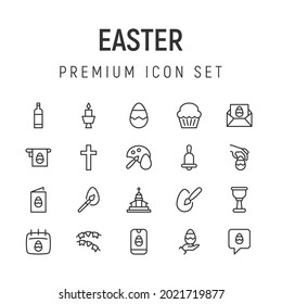 Premium pack of easter line icons. Stroke pictograms or objects perfect for web, apps and UI. Set of 20 easter outline signs.