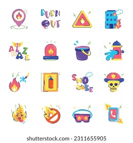 Premium Pack of Fire Hazards Flat Stickers 

