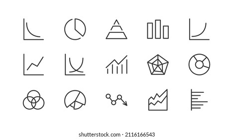 Premium pack of graph  line icons. Stroke pictograms or objects perfect for web, apps and UI. Set of 20 graph  outline signs. 