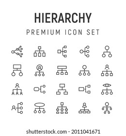 Premium pack of hierarchy line icons. Stroke pictograms or objects perfect for web, apps and UI. Set of 20 hierarchy outline signs. 