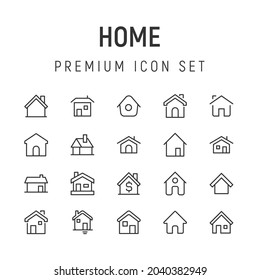 Premium pack of home line icons. Stroke pictograms or objects perfect for web, apps and UI. Set of 20 home outline signs. 