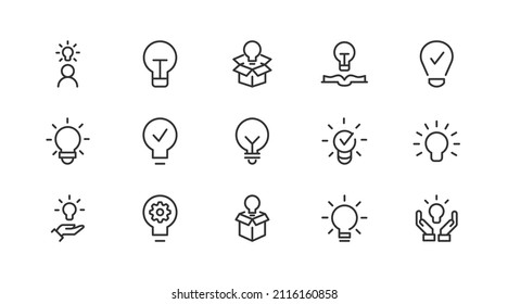 Premium pack of idea  line icons. Stroke pictograms or objects perfect for web, apps and UI. Set of 20 idea  outline signs. 