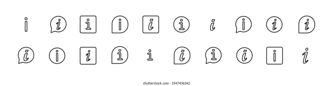 Premium pack of information line icons. Stroke pictograms or objects perfect for web, apps and UI. Set of 20 information outline signs. 