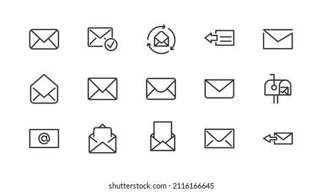 Premium pack of mail  line icons. Stroke pictograms or objects perfect for web, apps and UI. Set of 20 mail  outline signs. 