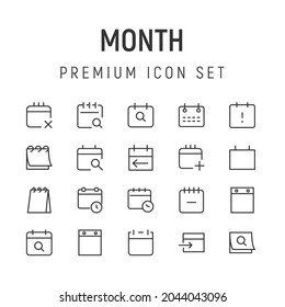 Premium pack of month line icons. Stroke pictograms or objects perfect for web, apps and UI. Set of 20 month outline signs. 