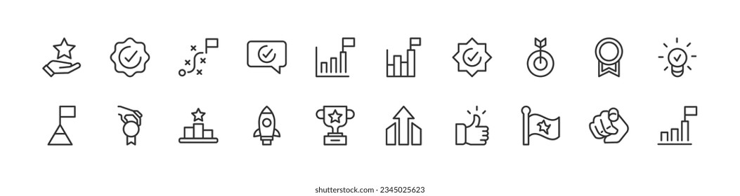 Premium pack of motivation line icons. Stroke pictograms or objects perfect for web, apps and UI. Set of outline signs