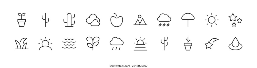 Premium pack of nature line icons. Stroke pictograms or objects perfect for web, apps and UI. Set of outline signs