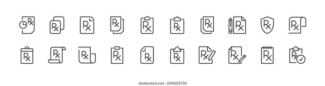 Premium pack of prescription line icons. Stroke pictograms or objects perfect for web, apps and UI. Set of outline signs