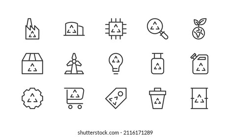 Premium pack of recycling  line icons. Stroke pictograms or objects perfect for web, apps and UI. Set of 20 recycling  outline signs. 