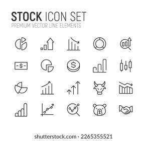 Premium pack of stock line icons. Stroke pictograms or objects perfect for web, apps and UI. Set of 20 stock outline signs. 