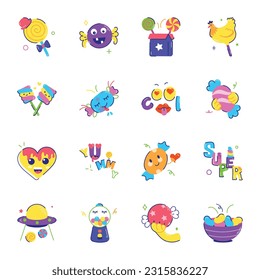 Premium Pack of Sweet Candies Flat Stickers 

