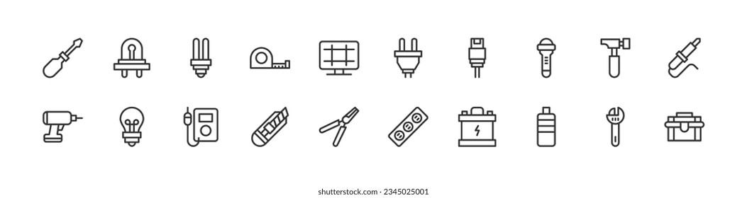 Premium pack of tools line icons. Stroke pictograms or objects perfect for web, apps and UI. Set of outline signs