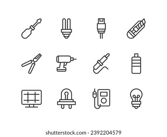 Premium pack of tools line icons. Stroke pictograms or objects perfect for web, apps and UI. Set of outline signs