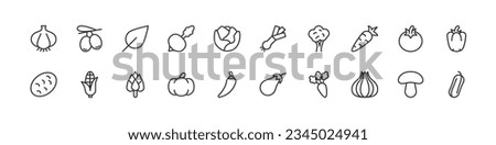 Premium pack of vegetable line icons. Stroke pictograms or objects perfect for web, apps and UI. Set of outline signs