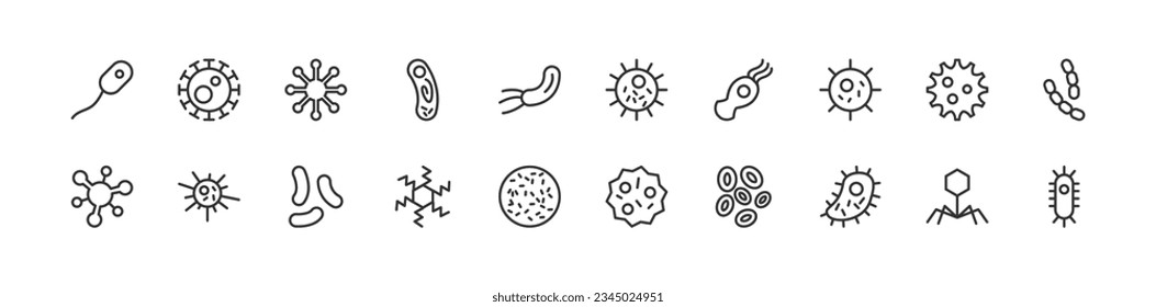 Premium pack of virus line icons. Stroke pictograms or objects perfect for web, apps and UI. Set of outline signs