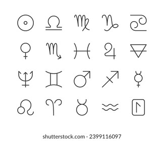 Premium pack of zodiac line icons. Stroke pictograms or objects perfect for web, apps and UI. Set of outline signs