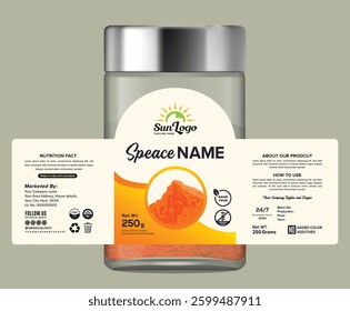 Premium Packaging Label for Jars High-quality label template for dry food packaging, designed for spice jars, organic, bold typography, and modern designed for jars, bottles, or food pouches.