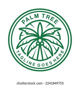 Logotipo de árbol de palmas premium Icono de símbolo de la placa de la planta tropical