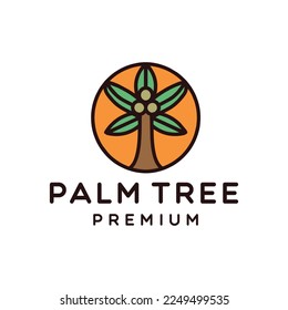 Logo von Premium Palm Tree Monoline Design Vektorgrafik Tropischer Pflanzensymbol