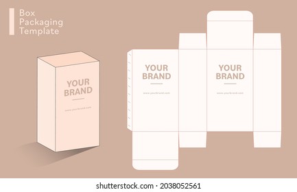 Premium paper box die cut template with 3d mock up, supplement box, square box, Packaging template, Vector illustration EPS10.