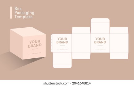 Premium paper square box die cut template with 3d mock up, supplement box, square box, Packaging template, Vector illustration EPS10.