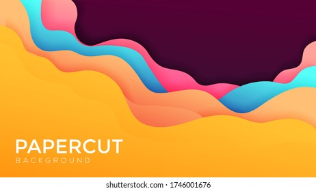 Premium papercut background with dynamic wavy shadow. Vector background for wallpaper, banner design. Eps10