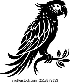 Premium Parrot Silhouette Vector – Perfect for Logos, Graphics, and Illustrations