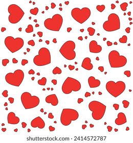 Premium pattern of red hearts on white background