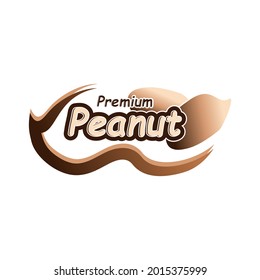 Premium peanut vector logo. emblem healthy background signs fresh nutrition