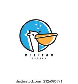 Premium pelican bird cartoon character beach paradise logo design badge