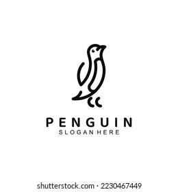 Vector de diseño de logotipo en pingüino premium 
