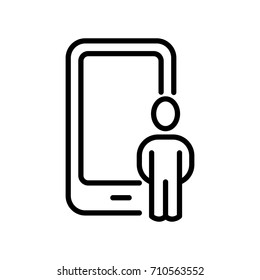 Premium phone icon or logo in line style. High quality sign and symbol on a white background. Vector outline pictogram for infographic, web design and app development.