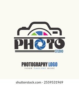 Premium photography logo. camera logo. photo studio
