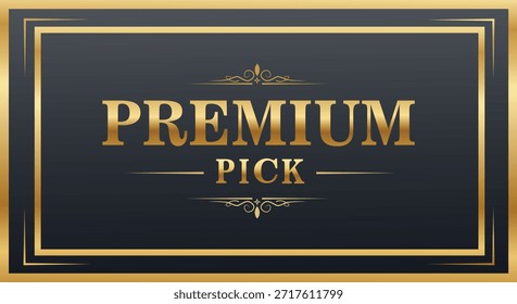 Etiqueta de la selección de Premium con texto dorado sobre fondo oscuro, exudando lujo y sofisticación, transmitiendo alta calidad y exclusividad con su diseño elegante y atractivo estético refinado.