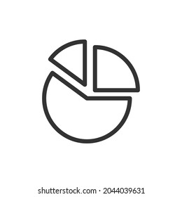 Premium pie chart line icon for app, web and UI. Vector stroke sign isolated on a white background. Outline icon of pie chart in trendy style.