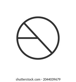 Icono de línea de gráfico circular premium para aplicación, web y interfaz de usuario. Signo de trazo vectorial aislado en un fondo blanco. Icono de contorno de gráfico circular en estilo de moda.