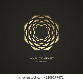 A premium pieces triangles logo design, A circle cut symbol templates. Linear bowtie creative minimal monochrome symbol. an elegant vector logo creation