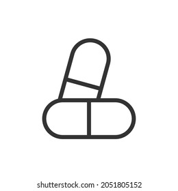 Premium pills line icon for app, web and UI. Vector stroke sign isolated on a white background. Outline icon of pills in trendy style.