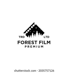 Premium pine forest film vector black logo icon design isolated white background