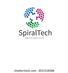 Premium pixelate Spiral technology logo design 