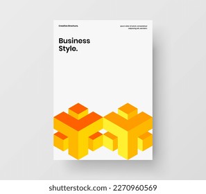 Premium placard A4 design vector template. Amazing geometric tiles magazine cover concept.