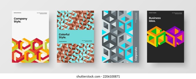 Premium placard A4 vector design illustration collection. Simple mosaic hexagons banner layout bundle.