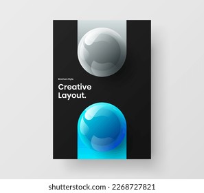 Premium placard vector design concept. Colorful 3D spheres journal cover illustration.