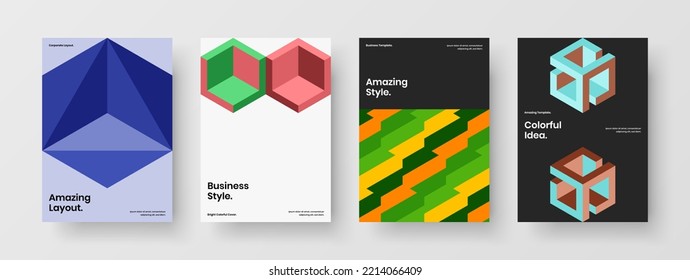 Premium placard vector design illustration bundle. Vivid mosaic tiles handbill concept collection.