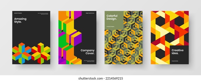 Premium placard vector design illustration composition. Modern geometric tiles postcard template bundle.