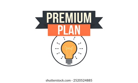 PREMIUM PLAN creative banner,minimalistic flat vector illustration,plain background