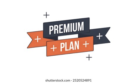 PREMIUM PLAN creative banner,minimalistic flat vector illustration,plain background