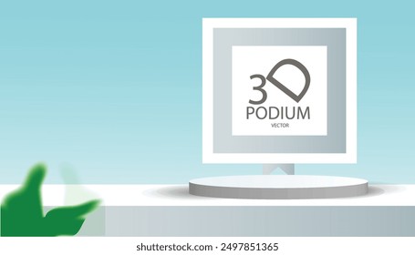 Premium podium display closeup of blue transparent clear  surface texture for cosmetic moisturizer background. studio stage with shadow of background. vector design