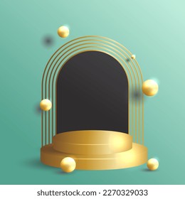 premium podium display for product branding presentation and packaging presentation.  studio stage with background shading.  vector illustration design.  Vector Formats