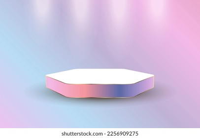 a premium podium display for product presentation branding and packaging presentation. and rainbow background for studio stage with shadow of background. vector illustration design